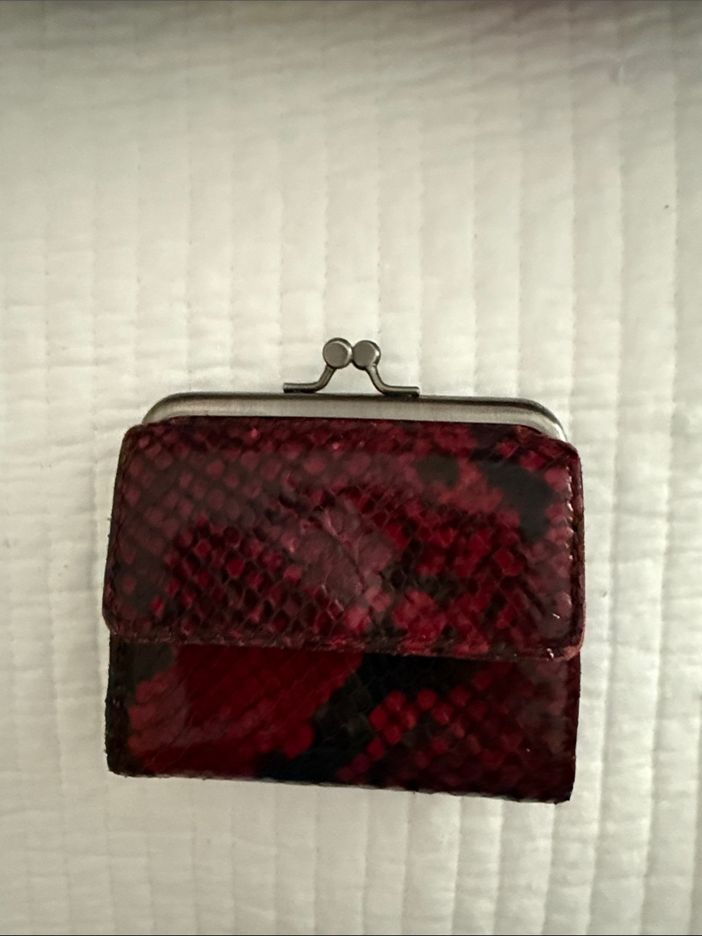 Patricia Nash Red Snakeskin Kiss-Lock Coin Purse